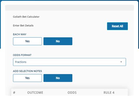 goliath calculator|ace odds calculator.